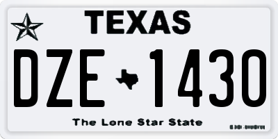TX license plate DZE1430