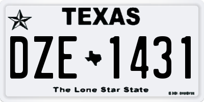 TX license plate DZE1431