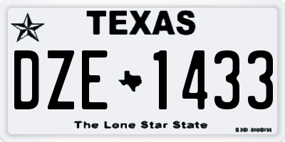TX license plate DZE1433