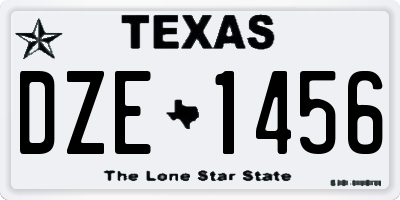 TX license plate DZE1456