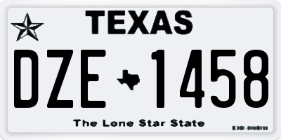 TX license plate DZE1458