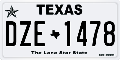 TX license plate DZE1478