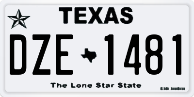 TX license plate DZE1481