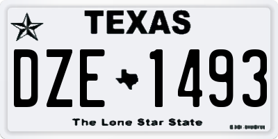 TX license plate DZE1493