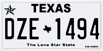 TX license plate DZE1494