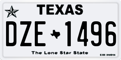 TX license plate DZE1496