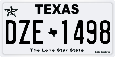 TX license plate DZE1498