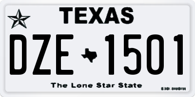 TX license plate DZE1501