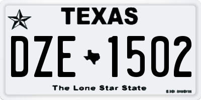 TX license plate DZE1502