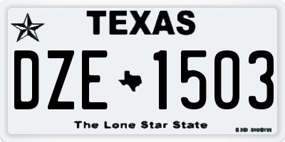 TX license plate DZE1503