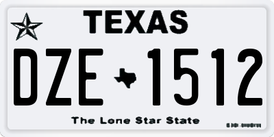 TX license plate DZE1512