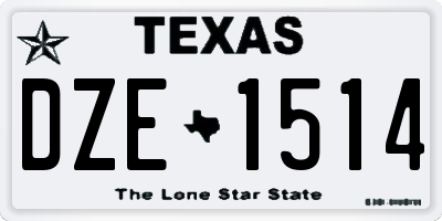 TX license plate DZE1514