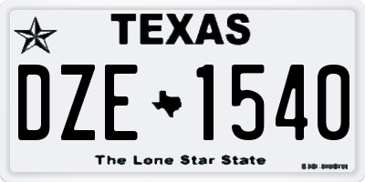 TX license plate DZE1540