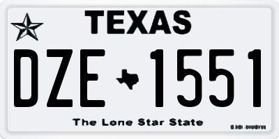 TX license plate DZE1551