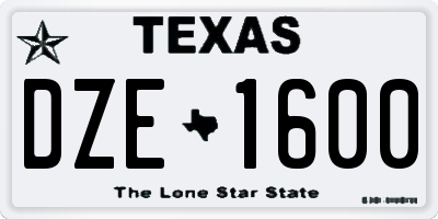 TX license plate DZE1600