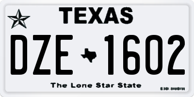 TX license plate DZE1602