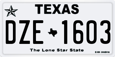 TX license plate DZE1603