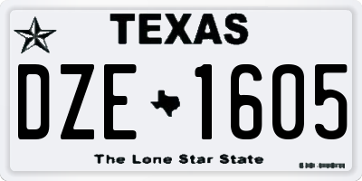 TX license plate DZE1605
