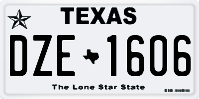 TX license plate DZE1606
