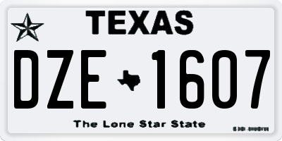 TX license plate DZE1607