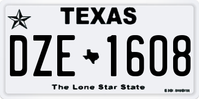 TX license plate DZE1608