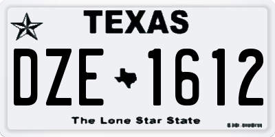 TX license plate DZE1612