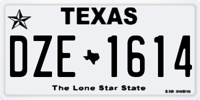 TX license plate DZE1614