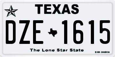 TX license plate DZE1615