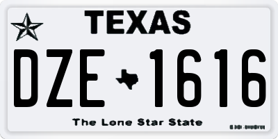 TX license plate DZE1616