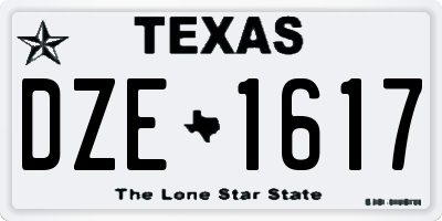 TX license plate DZE1617