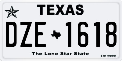 TX license plate DZE1618