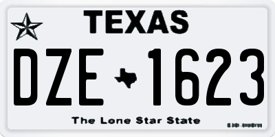 TX license plate DZE1623