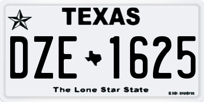 TX license plate DZE1625