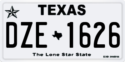TX license plate DZE1626