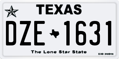 TX license plate DZE1631