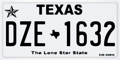 TX license plate DZE1632