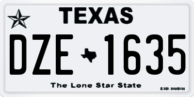 TX license plate DZE1635