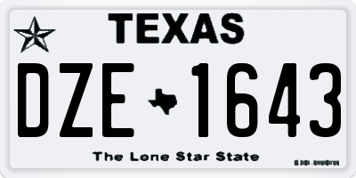 TX license plate DZE1643