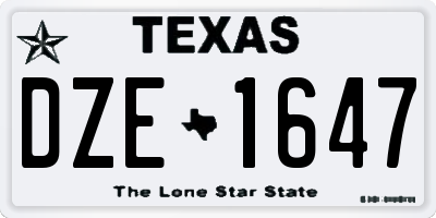 TX license plate DZE1647