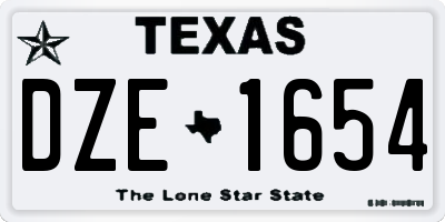 TX license plate DZE1654