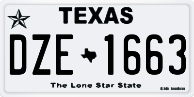 TX license plate DZE1663