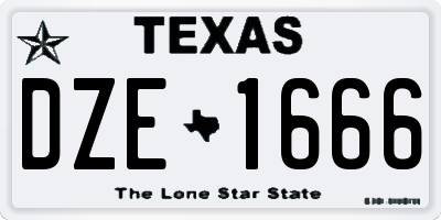 TX license plate DZE1666