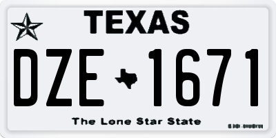 TX license plate DZE1671
