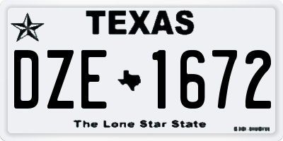 TX license plate DZE1672