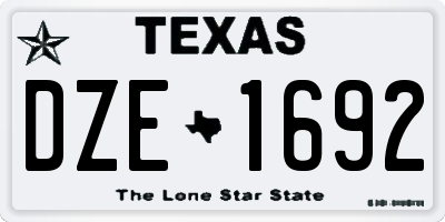 TX license plate DZE1692