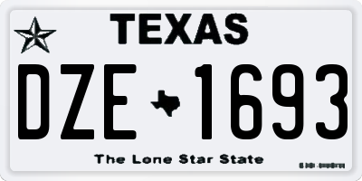 TX license plate DZE1693