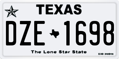 TX license plate DZE1698