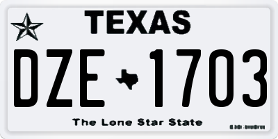 TX license plate DZE1703