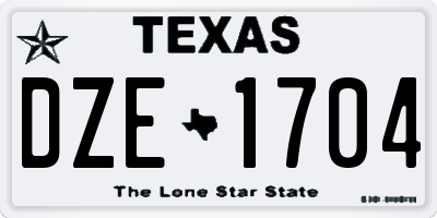 TX license plate DZE1704