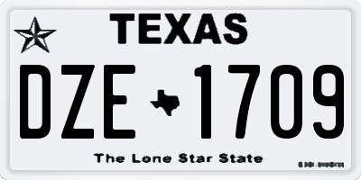 TX license plate DZE1709